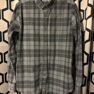 Express Gray Charcoal Check Men's Fitted Shirt